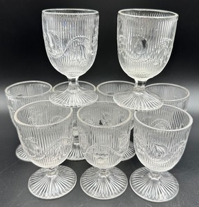 lot 47F image: Beautiful Antique EAPG Flint Glass Little Bellflower Glass Egg Cups by Boston and Sandwich Co-1850s