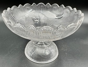 lot 36F image: Lovely Antique EAPG Flint Glass Rib Bellflower Footed Compote
