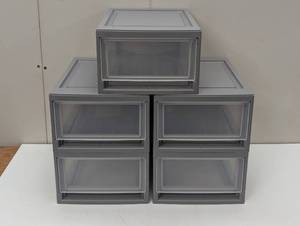 lot 50 image: IRIS Compact Stacking Storage Plastic Drawer Organizer with Clear Doors