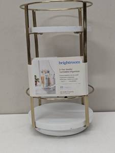 lot 21 image: 10 x 5.7 Round Metal Countertop Turntable Brass - Brightroom