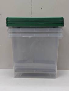 lot 55 image: 3 Pack Medium Latching Clear Ornament Storage Box - Green Lid - Brightroom Stackable, Lidded, Dividers