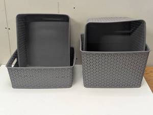lot 57 image: 4 Pack Y-Weave Medium Decorative Storage Basket - Brightroom - 2 Have Minor Cosmetic