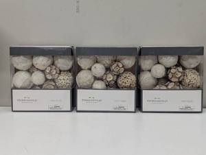 Set of 3 White Wood Elegant Vase Fillers - 45 Pieces Total