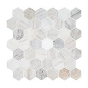 8 Boxes of MSI Angora Hexagon 11.75 in. x 12 in. x 10mm Honed Mosaic Marble Floor and Wall Tile (9.8 sq. ft./Case)Customer Returns See Pictures