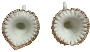lot 183 image: Fenton Rose Crest Milkglass Glass Epergne Horns, Lot of 2