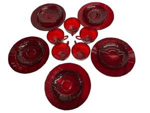 lot 187 image: vintage 15pcs Anchor Hocking Royal Ruby Red glass bundle