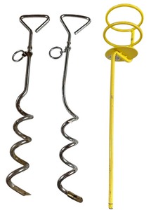 lot 214 image: Stake Bundle  2 - Spiral Dog Stakes  1 - Outdoor Beverage Holder