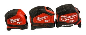 lot 211 image: Milwaukee Tape Measure Bundle, lot of 3  1 - 16  2 - 25