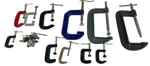 lot 208 image: Heavy Duty C Clamps, one Vintage, MOSTLY BRAND NEW   Bundle of 12 Clamps