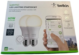 lot 235 image: Belkin WeMo LED Smart Lighting  Bulb Starter Kit