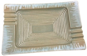 lot 270 image: Vintage Gray Ashtray Mid Century Modern Barware Cigarette Holder Ceramic Tray, 11.5 x 7.75