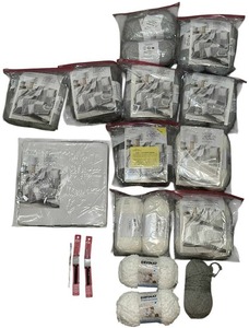 lot 350 image: Annies Crochet Afghan Stitch Sampler  2 Crochet Hooks  5 -Bernat Yarn Pipsqueak Yarns
