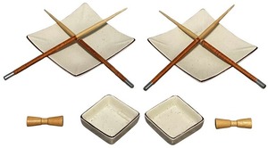 lot 329 image: vintage sushi set for two persons, chopstick holders and two chopsticks