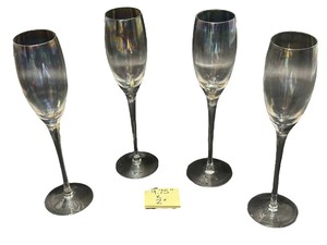 lot 330 image: Toscany Iris Iridescent Fluted Champagne Glasses, lot of 4