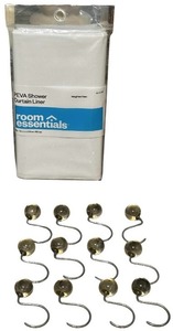 lot 325 image: Shower Curtain Liner and Hooks Bundle