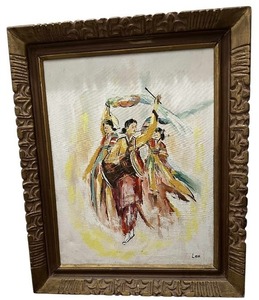 lot 307 image: Artist James Lee,Korean dancers in scarf Celebration
