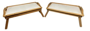 lot 302 image: Bed Tray Breakfast Serving Trays with Foldable Legs, Set of 2 Trays