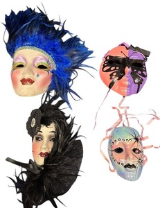lot 406 image: Clay Art Masks Decorative Wall Home Decor, lot of 4