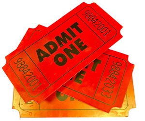 lot 424 image: ADMIT ONE Red Movie Theatre Tickets Home Wall Decor 12X 14.25