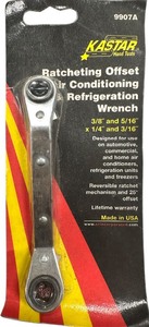 lot 198 image: ratcheting offset refrigeration wrench, fits 38 and 516 and 14 and 316