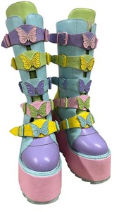 lot 176 image: YRU Dune Butterfly Platform Boots - Pastel Colors Size 10