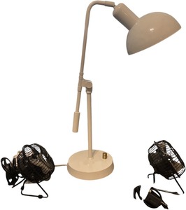 lot 073 image: Table Adjustable Lamp and 2 Personal Fans
