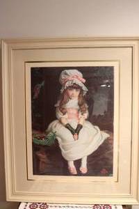 lot 510 image: framed wall print of young girl...