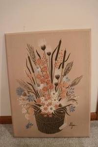 lot 541 image: flower wall print signed on canvas...