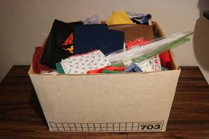 lot 696 image: box of fabric strips...
