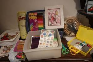 lot 702 image: Mixed crafting supplies markers, st...