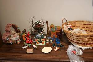 lot 715 image: wicker basket filled with decorativ...