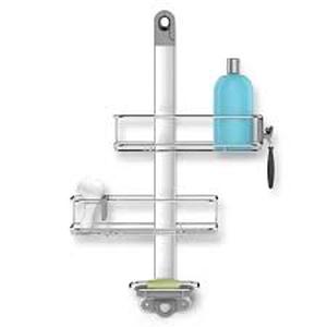 lot 20 image: simplehuman Medium Adjustable Shower Caddy, Stainless Steel and Anodized Aluminum    Customer Returns See Pictures