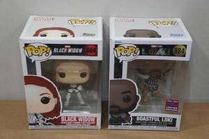 lot 117 image: 2 Funko POP Bobble-Heads -Marvel Black Widow & Boastful Loki