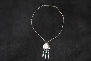 lot 206 image: Silver Toned Buffalo Nickel Coin Pendant Turquiose Necklace