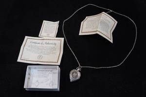 lot 209 image: Silver Mercury Dime Coin Heart Locket Watch Necklace