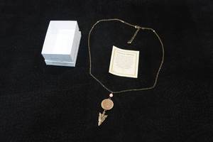 lot 213 image: Indian Head One Cent Coin and Arrow Head Pendant Necklace