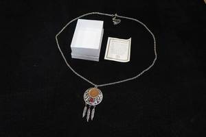 lot 214 image: Indian Head One Cent Coin Dream Catcher Necklace
