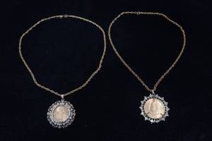 lot 215 image: 2 Coin Pendant Necklaces