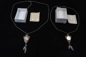 lot 216 image: 2 Coin Arrow Head Pendant Necklaces