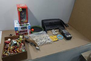 lot 270 image: Craft Supplies, Xmas Ornaments, Puzzles, Vintage CB Radio