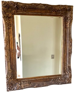 lot 11 image: Ornate Embossed Gold Framed Mirror