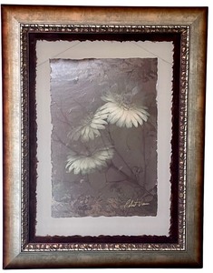 lot 13 image: Framed Daisy Floral Screen Print Art - Signed