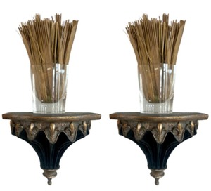lot 18 image: Pair of Decorative Wall Sconces with Glass Vases