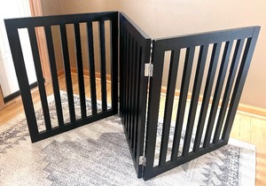 lot 27 image: 3 Panel Black Wood Dog Gate