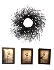 lot 30 image: 24 Twig Wreath & (3) 6 x 8 Black Picture Frames