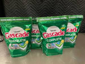 lot 8 image: 4 Packs of Cascade Complete Dishwasher Detergent with Lemon Scent
