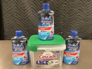 lot 27 image: Cascade Platinum Dishwashing Pods and Finish Jet-Dry Rinse Aid Set