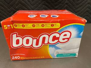 lot 36 image: Box of 240 Bounce Dryer Sheets, Fresh Linen Scent