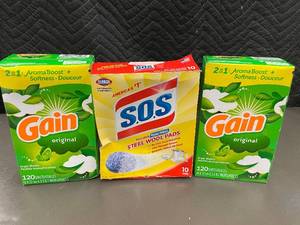 lot 41 image: Set of Gain Dryer Sheets and S.O.S. Steel Wool Pads