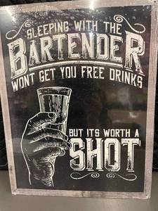 lot 53 image: Humorous Metal Bar Sign - Worth a Shot